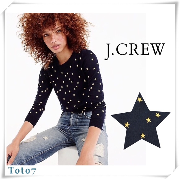 J. Crew Sweaters - J.Crew Tippi Sweater in Embroidered Starts Navy